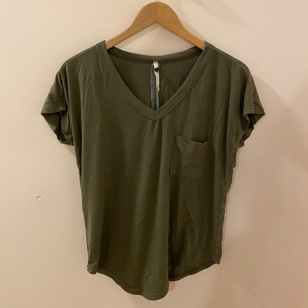 V Neck Green T Shirt